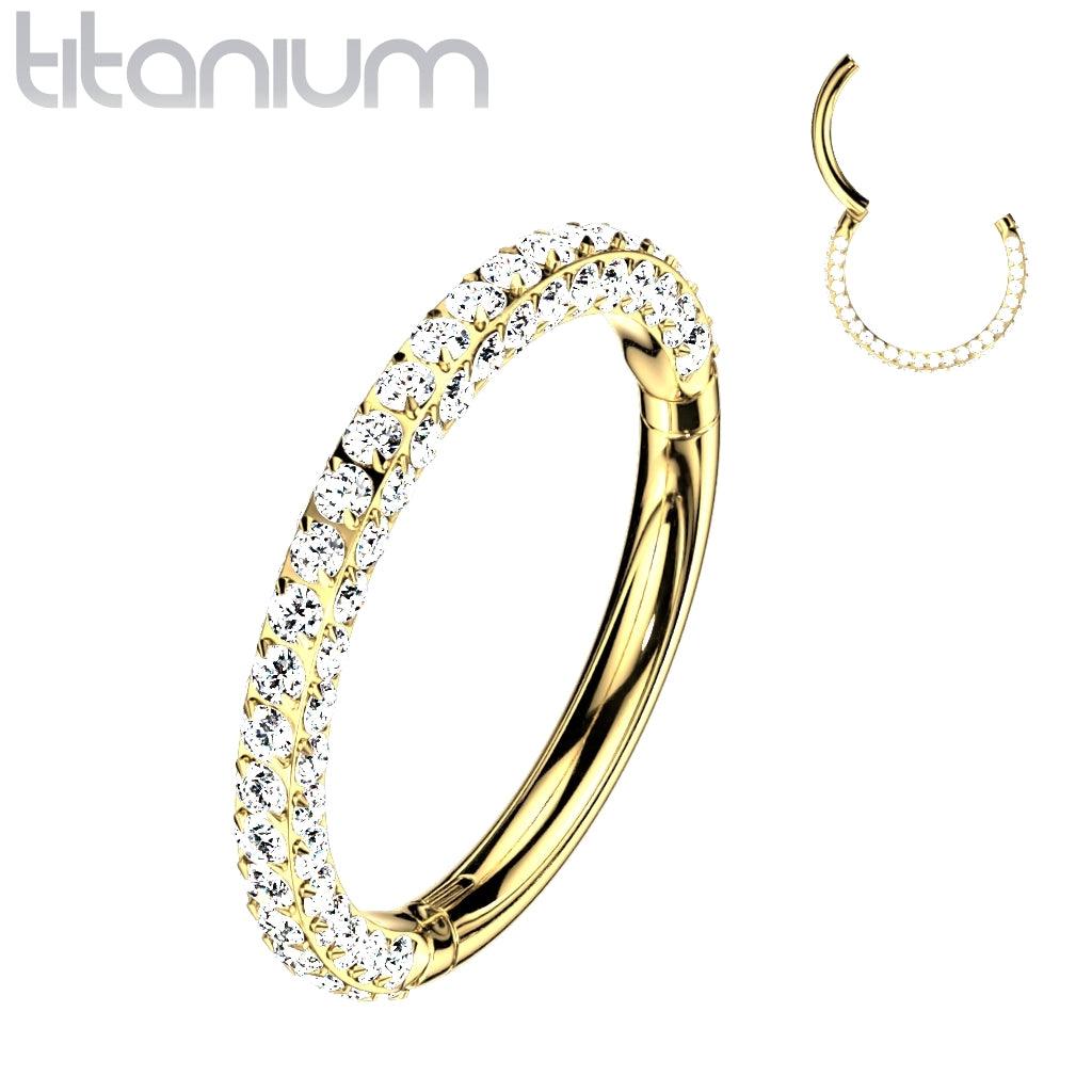 Piercing ring, Titanium 3 Sides Hoop in Gold -titanium clicker