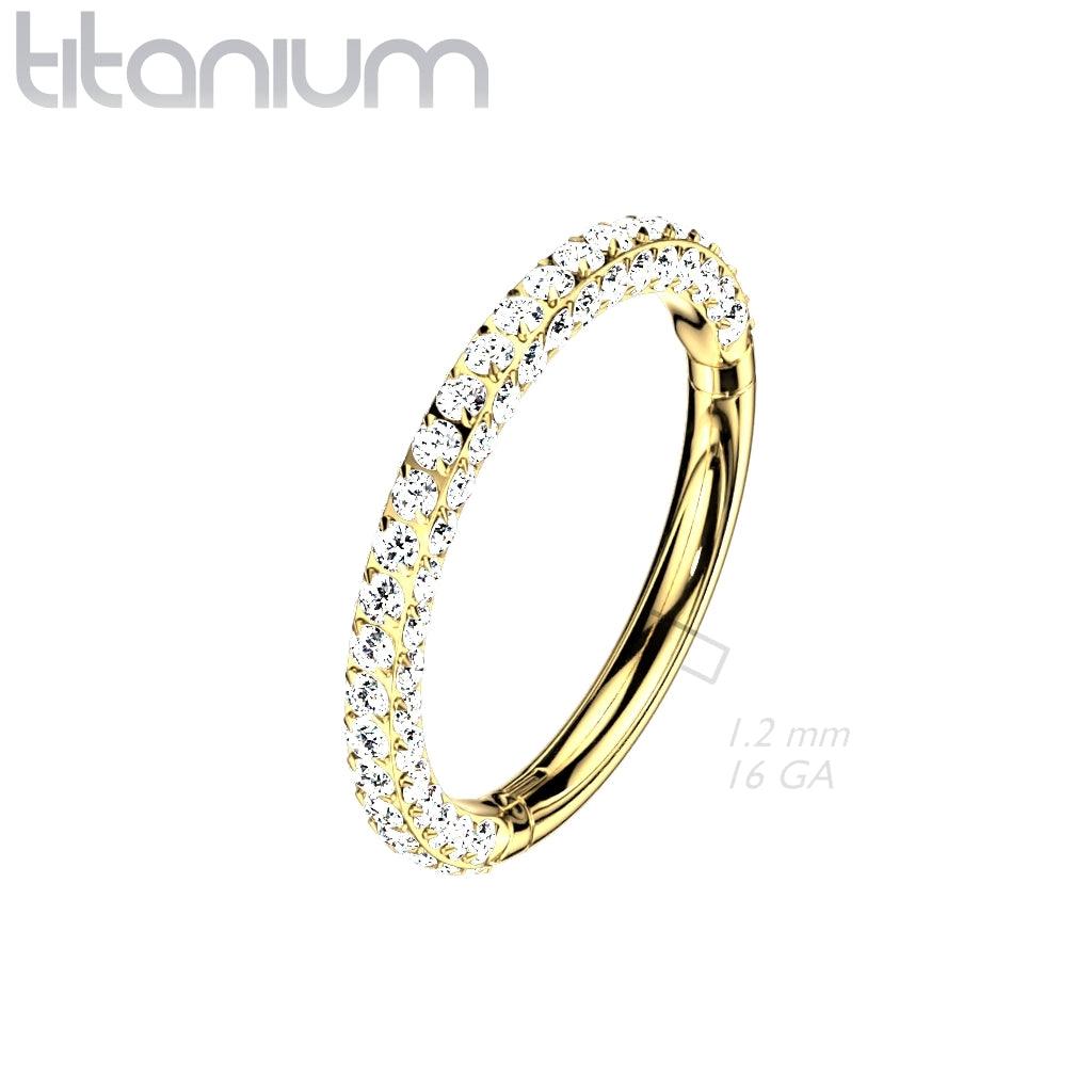 Piercing ring, Titanium 3 Sides Hoop in Gold -titanium clicker