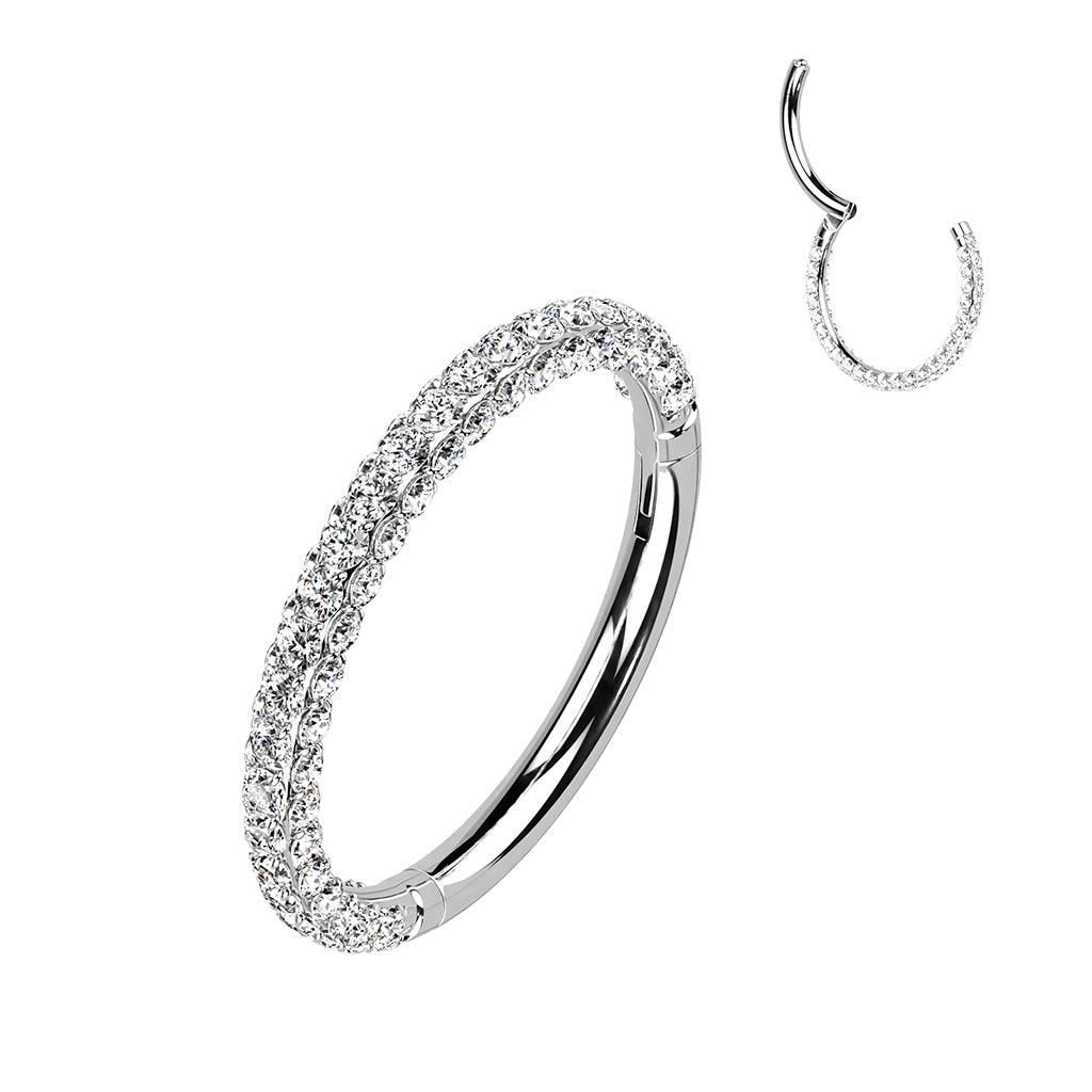 Piercing ring, Titanium 3 Sides Hoop in Silver -titanium clicker