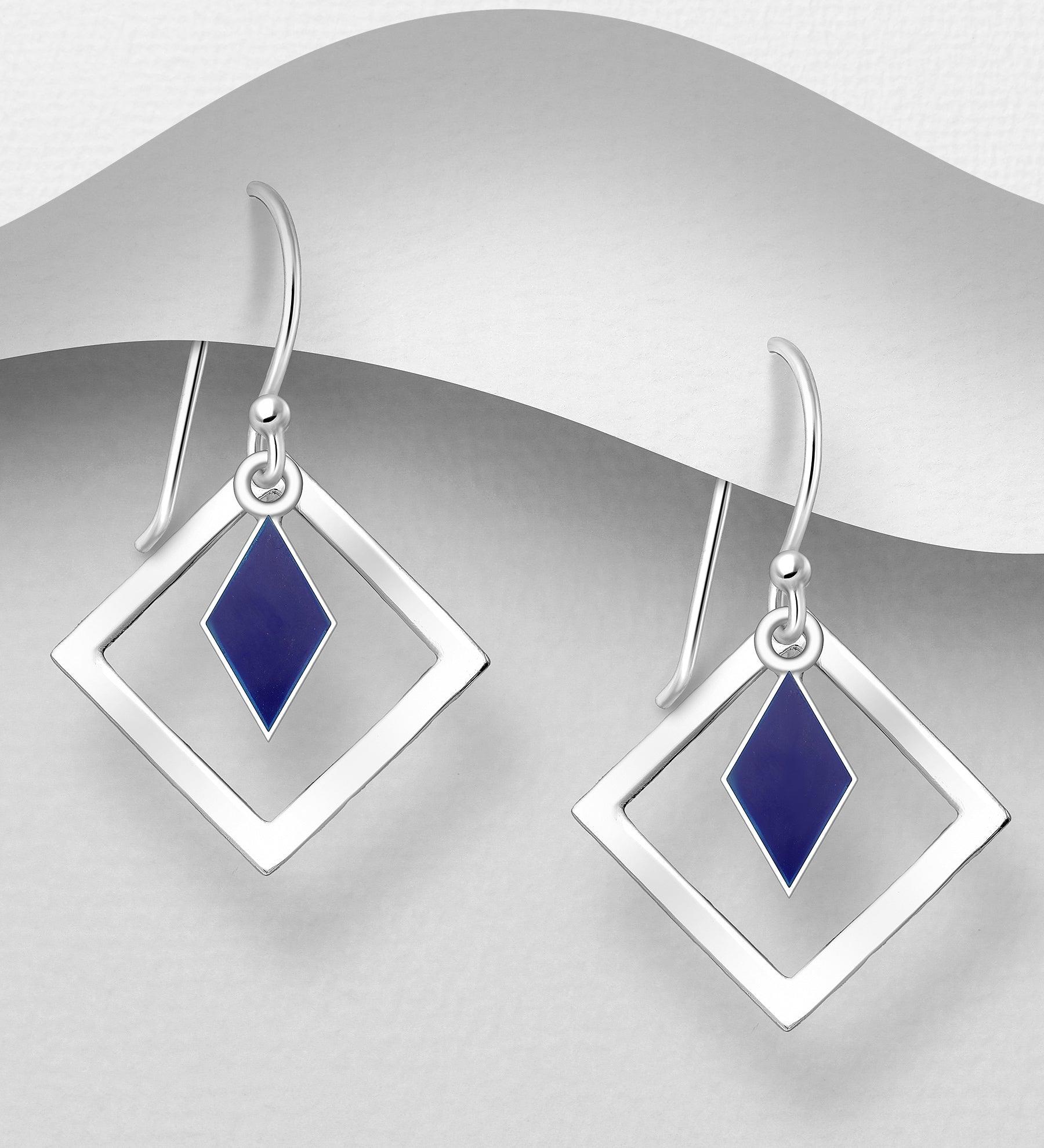 PREMIUM COLLECTION|Runa silver dangling blue stone earrings