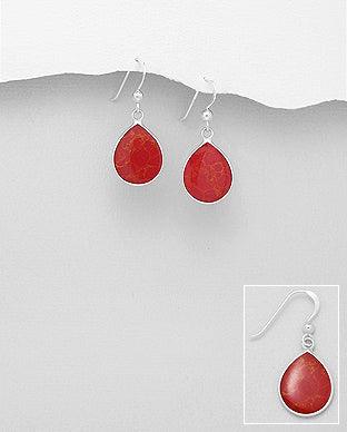 PREMIUM COLLECTION|Saga silver earrings with red stones