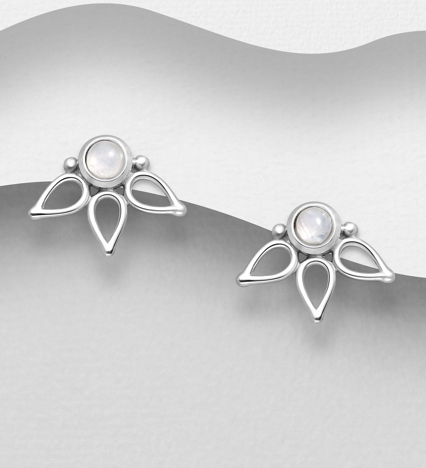 PREMIUM COLLECTION|Liv silver moonstone stud earrings