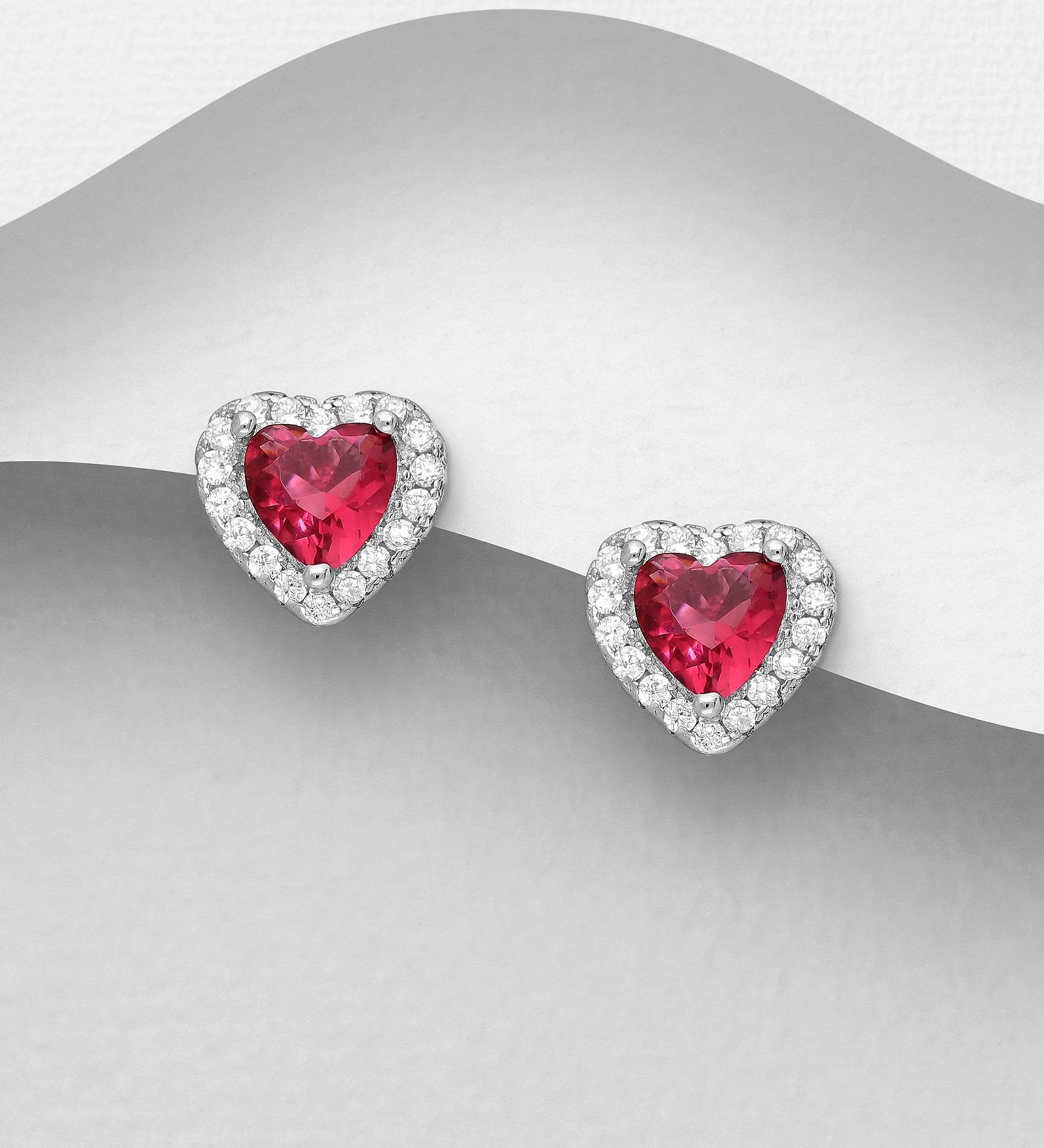 PREMIUM COLLECTION|Olivia silver red heart earrings