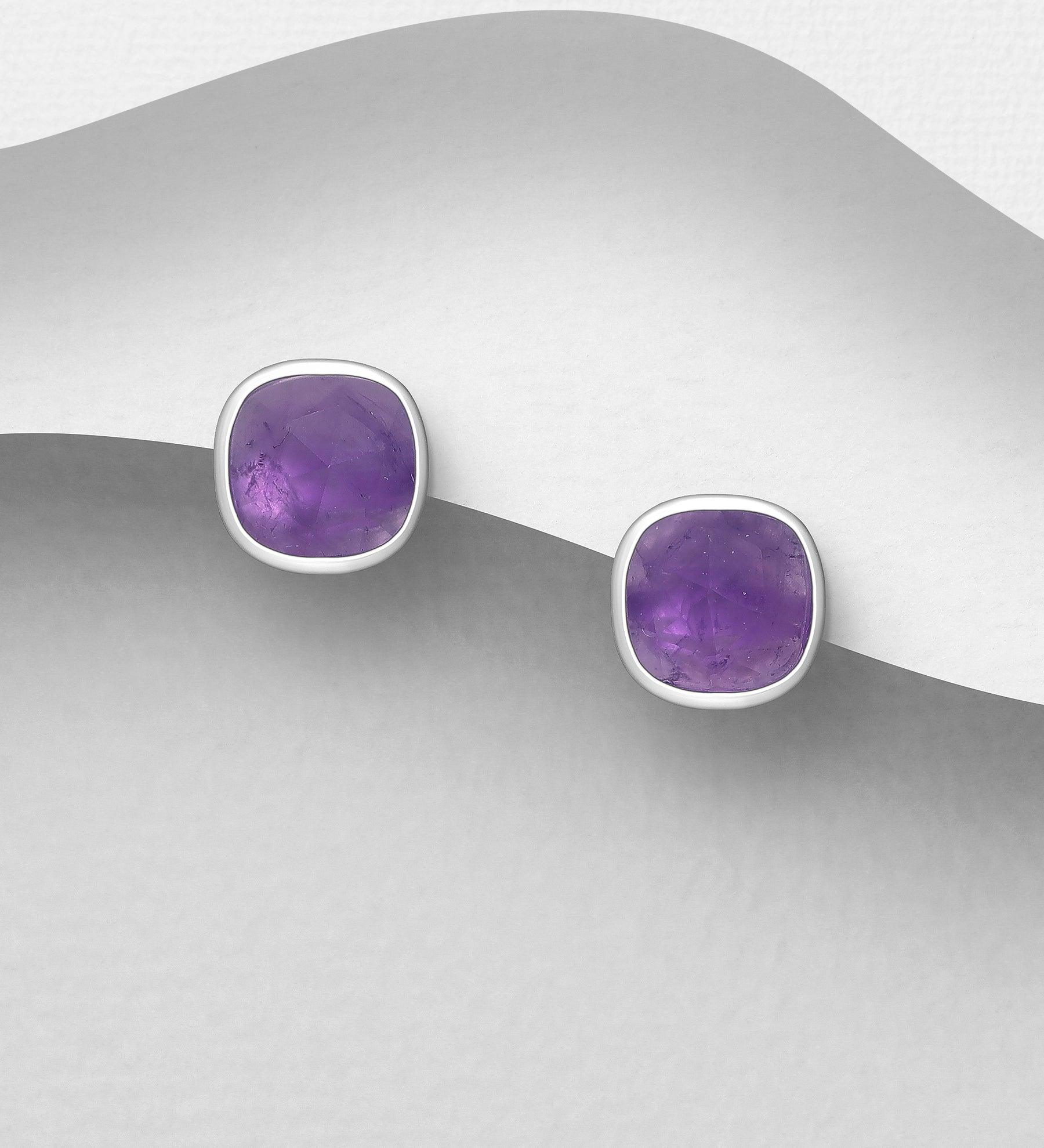 PREMIUM COLLECTION|Isla silver amethyst stud earrings