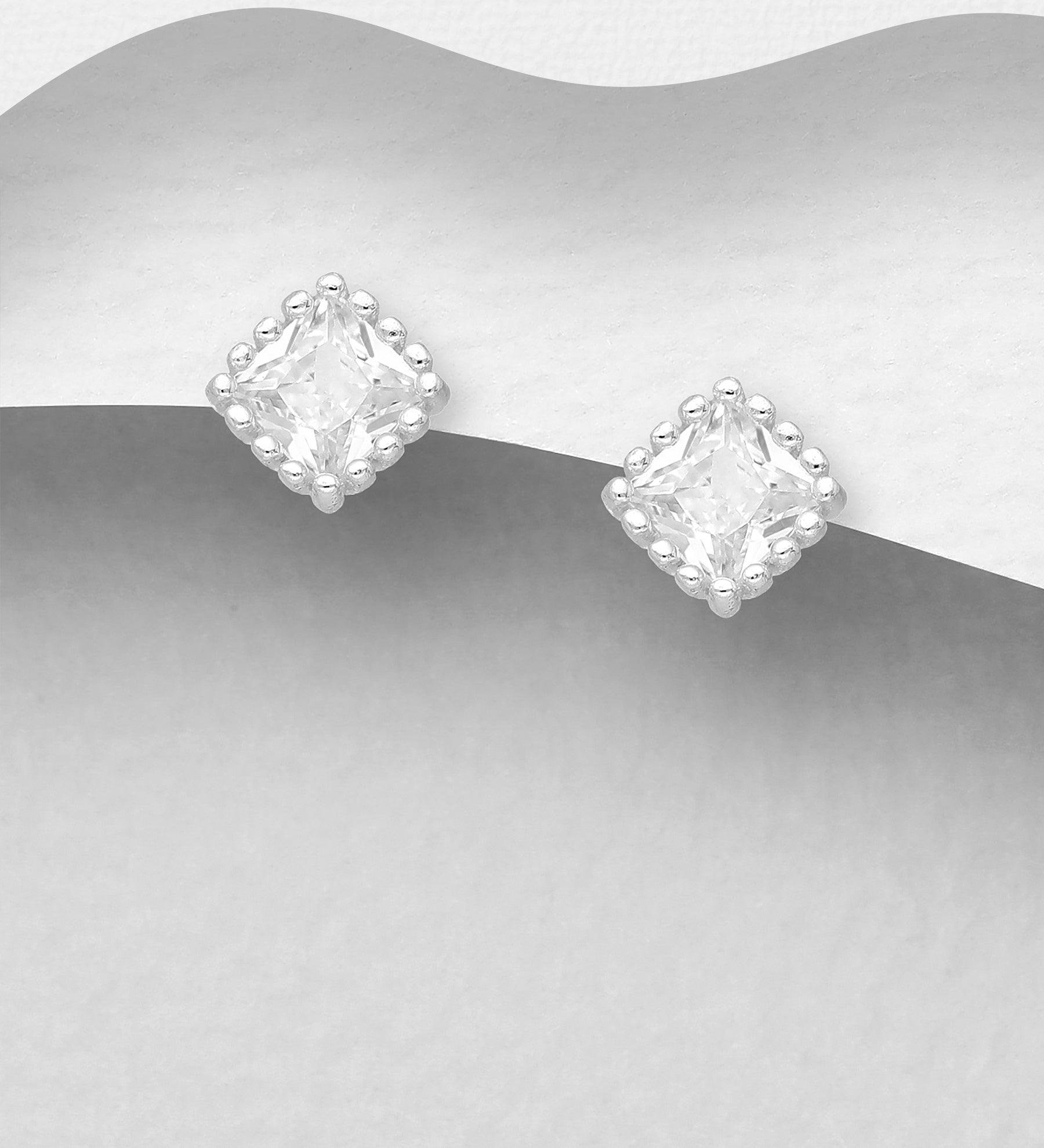 PREMIUM COLLECTION|Ilse silver bright stud earrings