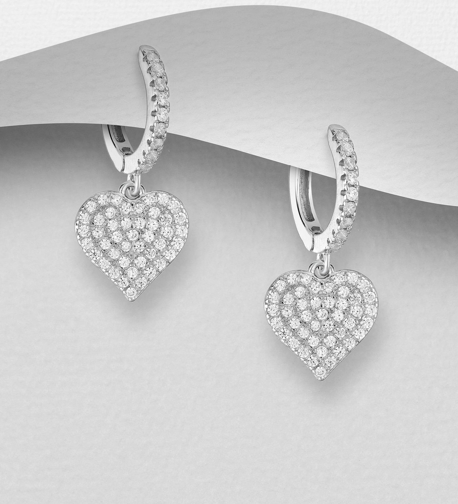 PREMIUM COLLECTION|Josefin silver heart hoop earrings