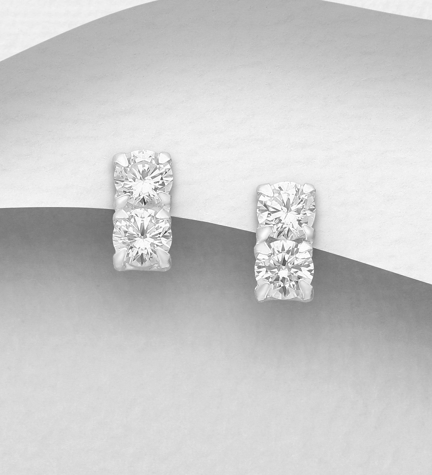 PREMIUM COLLECTION|Vesta silver bright stud earrings