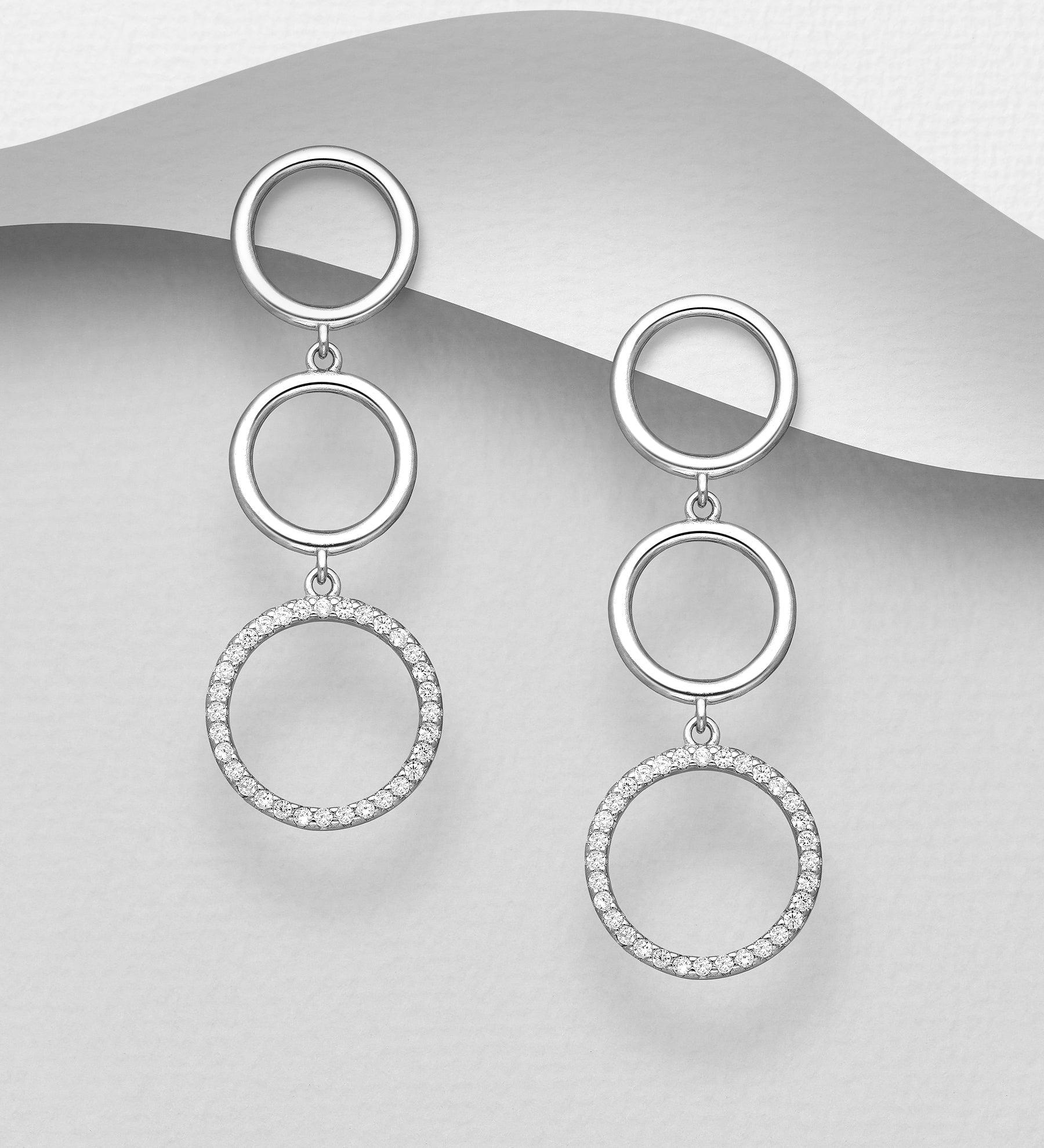 PREMIUM COLLECTION|Lisa silver bright modern earrings