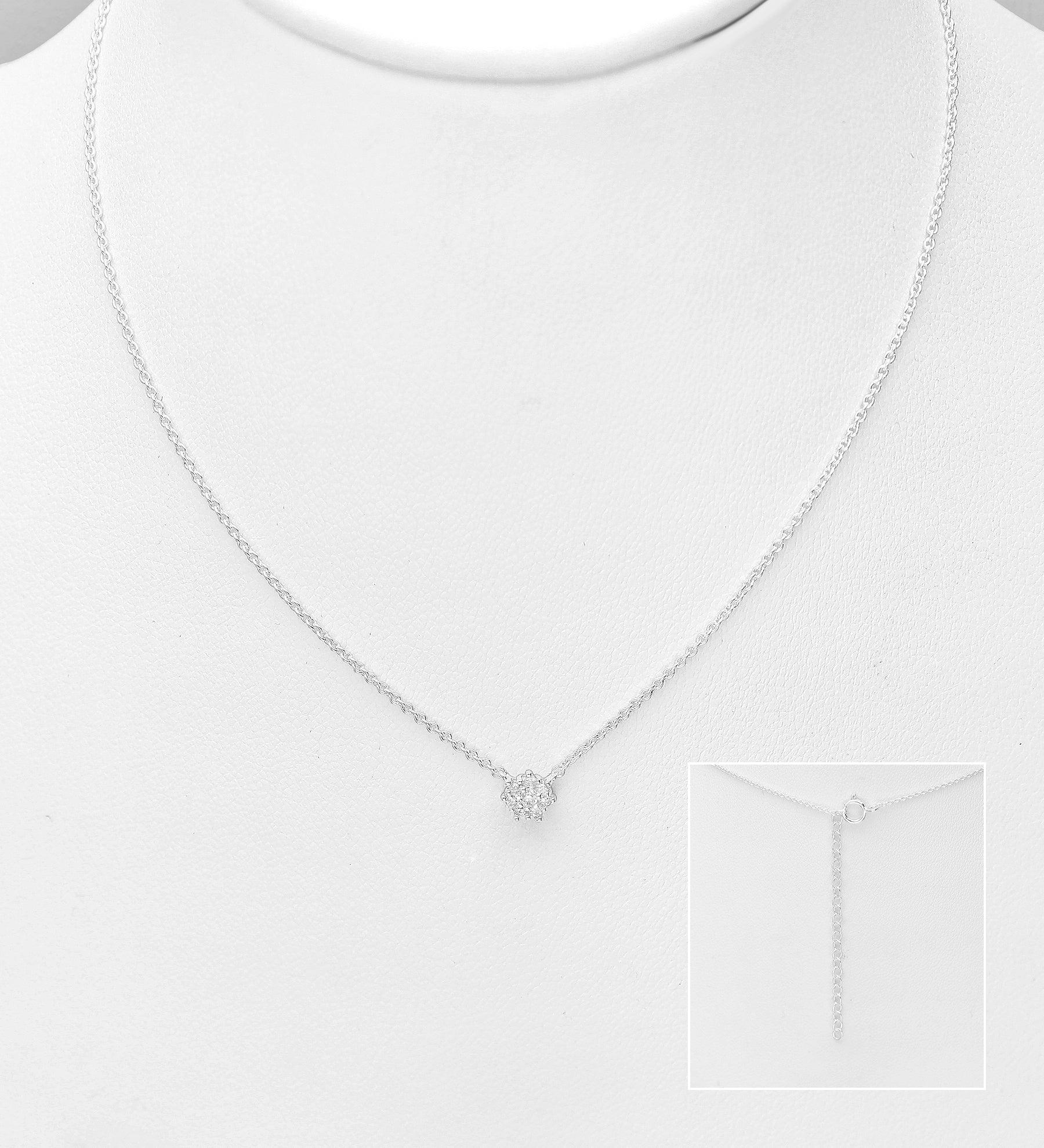 PREMIUM COLLECTION|Ava silver necklace with clear pendant