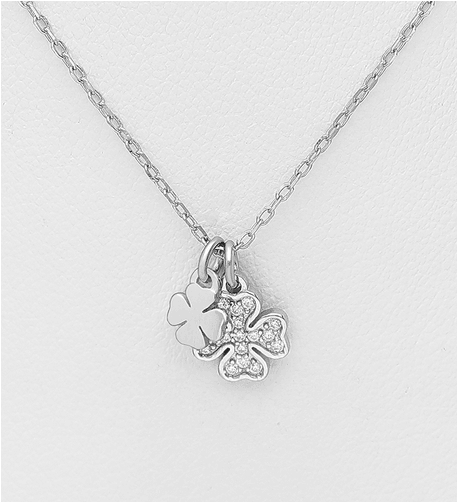 PREMIUM COLLECTION|Clover silver necklace with shamrock pendant