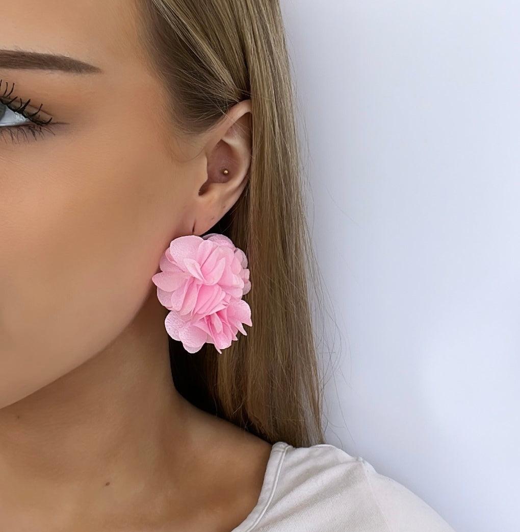 Earrings, FRENCH RIVIERA|Jasmine flower earrings (pink)