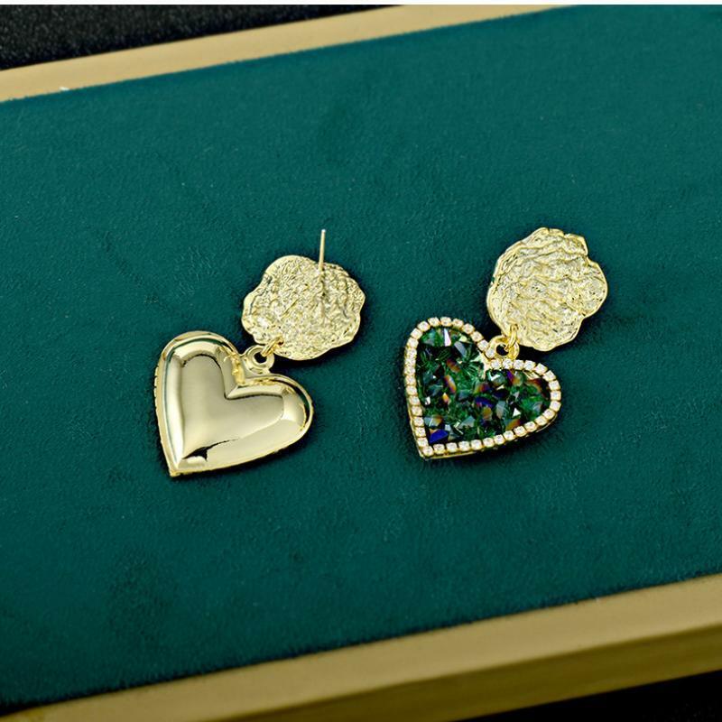 Earrings, FRENCH RIVIERA|Laure green heart statement earrings