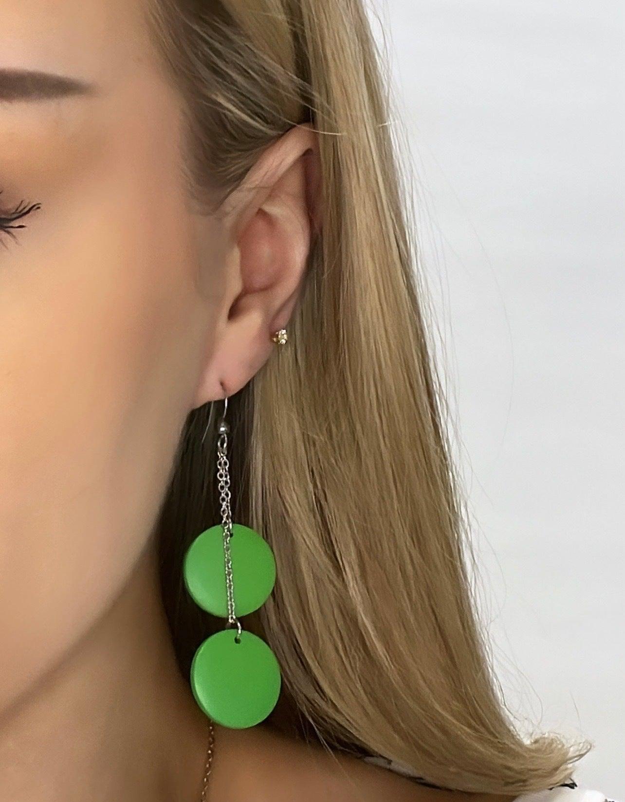 Wooden earrings|Ilona two-piece wooden bead earrings (green)