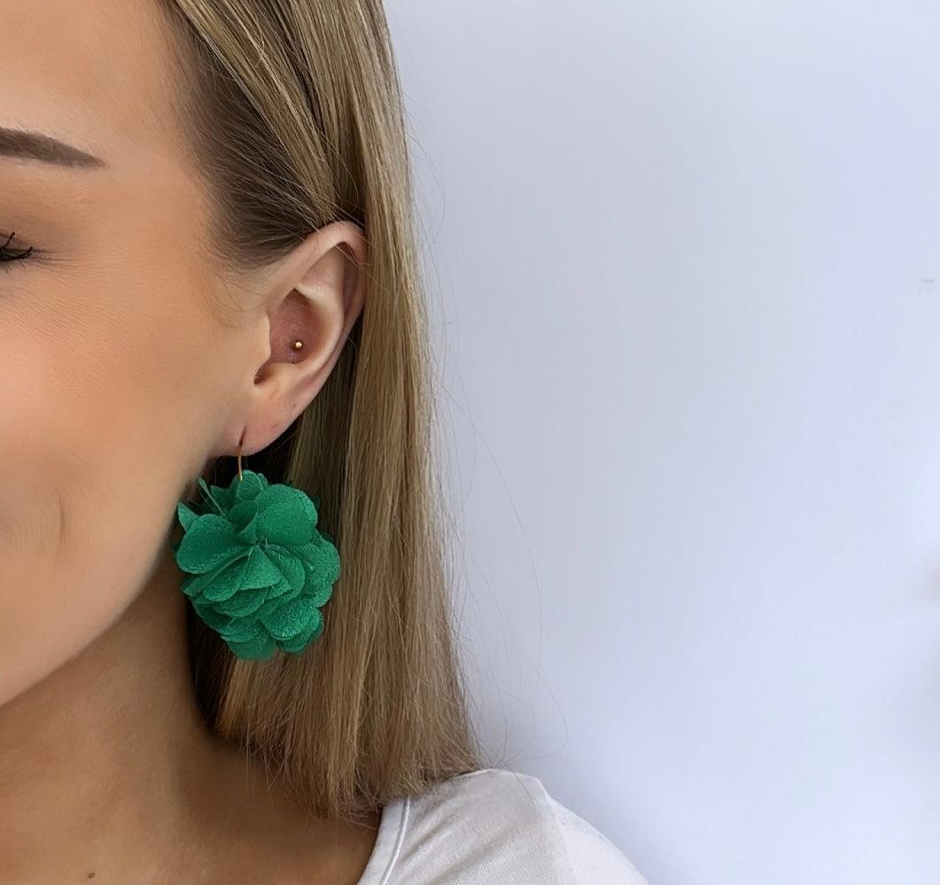 Earrings, FRENCH RIVIERA|Jasmine flower earrings (green)