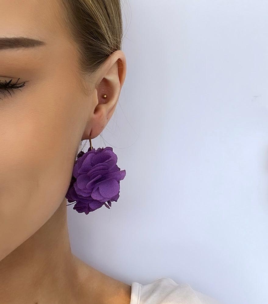 Earrings, FRENCH RIVIERA|Jasmine flower earrings (purple)