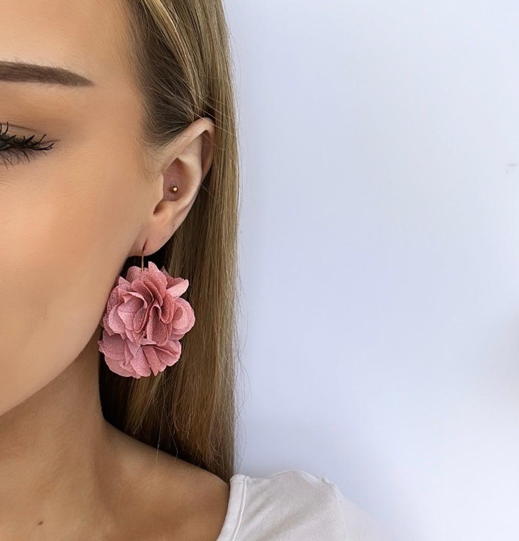 Earrings, FRENCH RIVIERA|Jasmine flower earrings (pink)