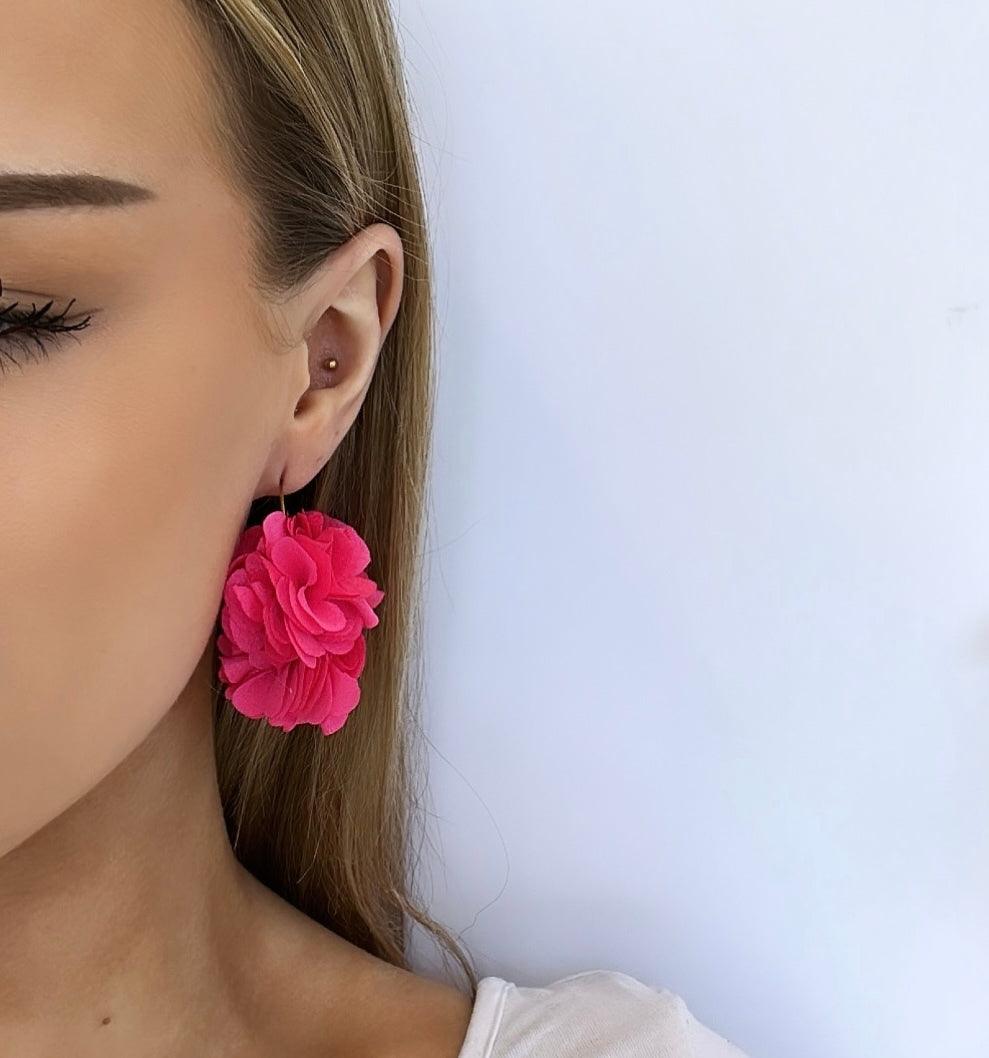 Earrings, FRENCH RIVIERA|Jasmine flower earrings (pink)