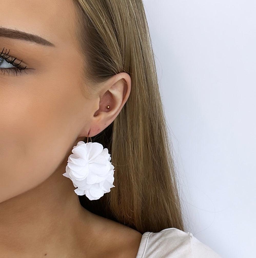 Earrings, FRENCH RIVIERA|Jasmine flower earrings (white)