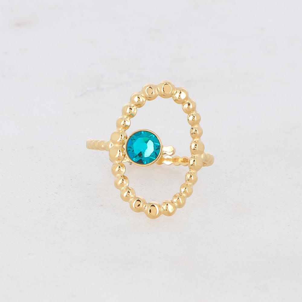 Ring, BOHM PARIS|Bague Bulles -dark turquoise oval ring