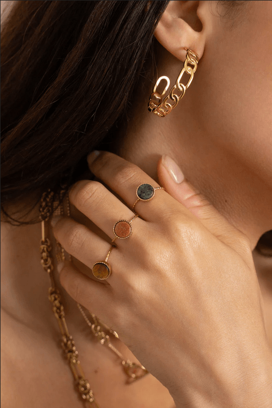 Ring, BOHM PARIS|Bague Chloe - labradorite natural stone ring