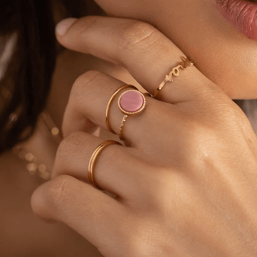 Sormus, BOHM PARIS|Bague Chloe -labradoriitti luonnonkivisormus