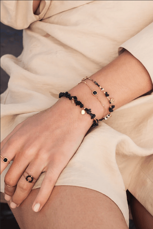 Bracelet, BOHM PARIS|Bracelet Amael Rhodium -blue bracelet chain