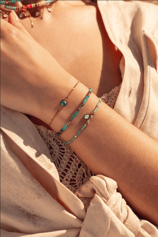 Bracelet, BOHM PARIS|Bracelet Amael Rhodium -blue bracelet chain