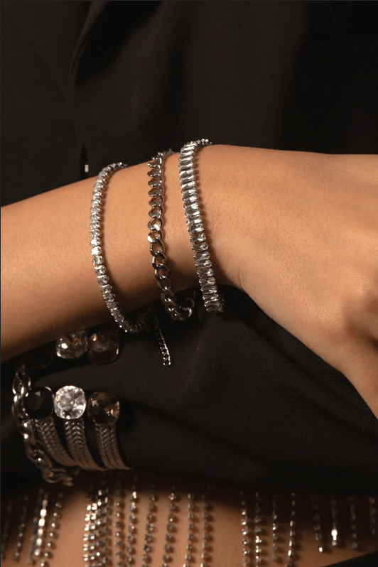 Bracelet, BOHM PARIS|Bracelet Deannille Rhodium clear bracelet