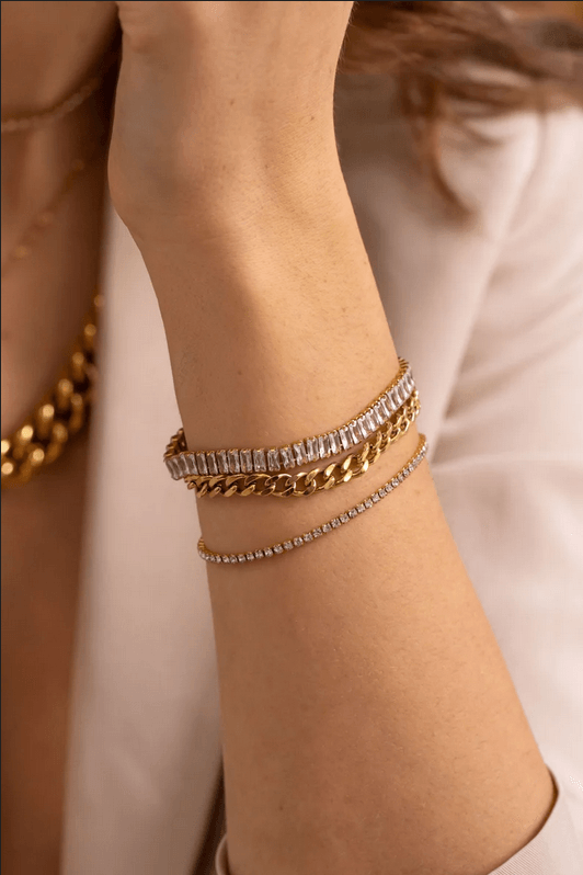 Bracelet, BOHM PARIS|Bracelet Deannille Rhodium clear bracelet