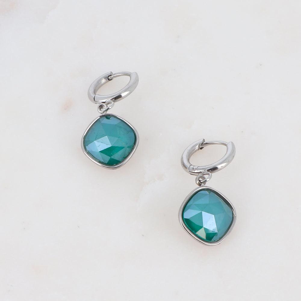 Earrings, BOHM PARIS|Boucles Léa Rhodium green earrings