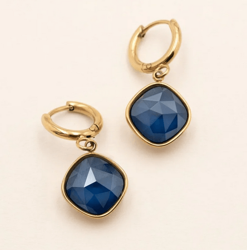 Earrings, BOHM PARIS|Boucles Léa - dark blue crystal earrings