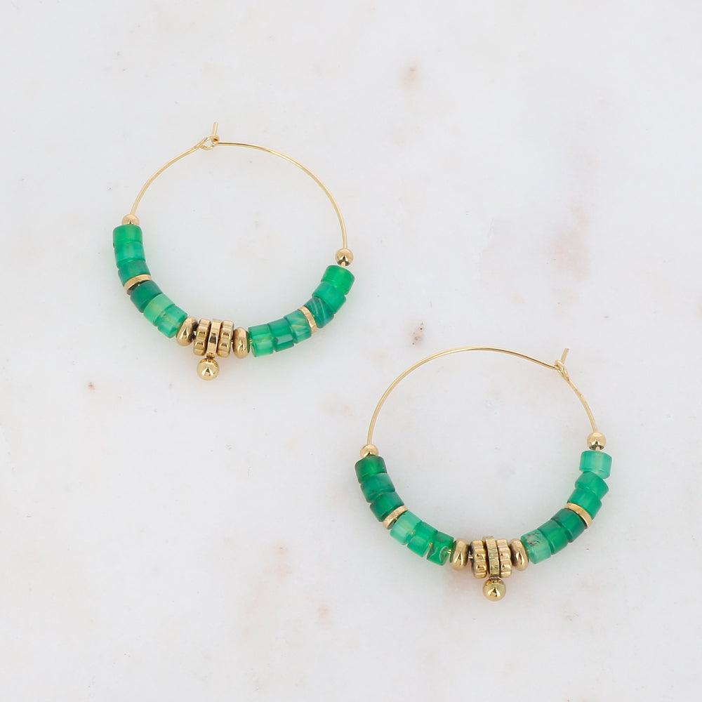 Earrings, BOHM PARIS|Créoles Stéphanie rings with green agate