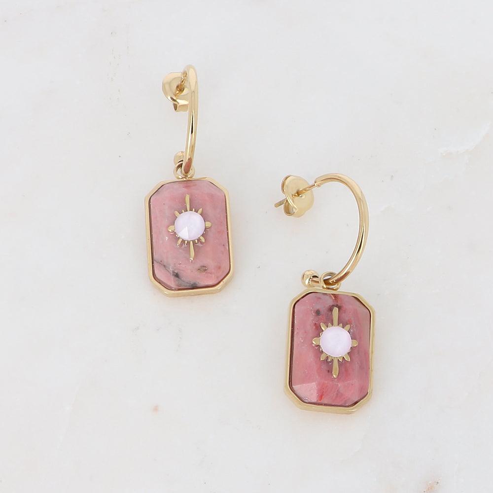 Earrings, BOHM PARIS|Boucles Mylène -rhodonite 2 in 1 earrings