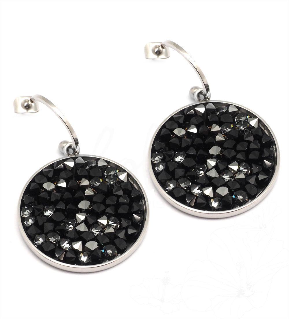 Earrings, BOHM PARIS|Boucles Célia Rhodium -black/gray earrings