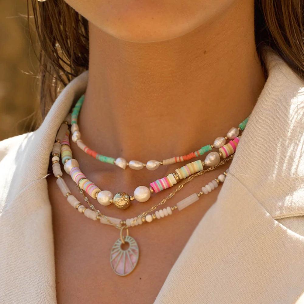 BOHM PARIS|Collier Evana -multicolored summer jewelry with freshwater pearls