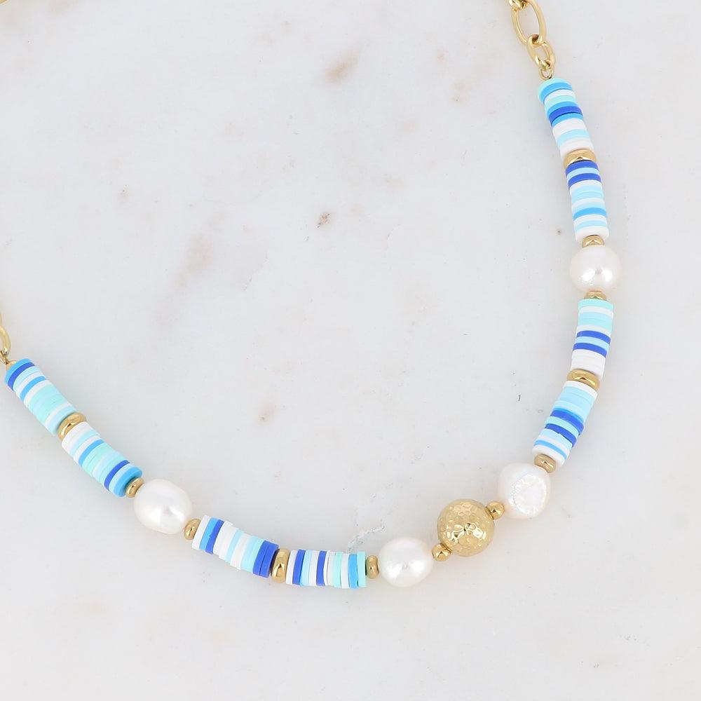 BOHM PARIS|Collier Evana - blue-toned summer jewelry with freshwater pearls