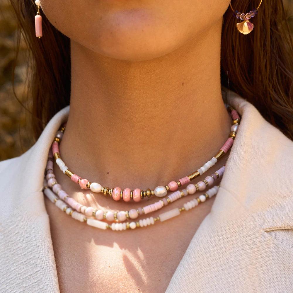 BOHM PARIS|Collier Ariadnaie - peach summer jewelry with freshwater pearls