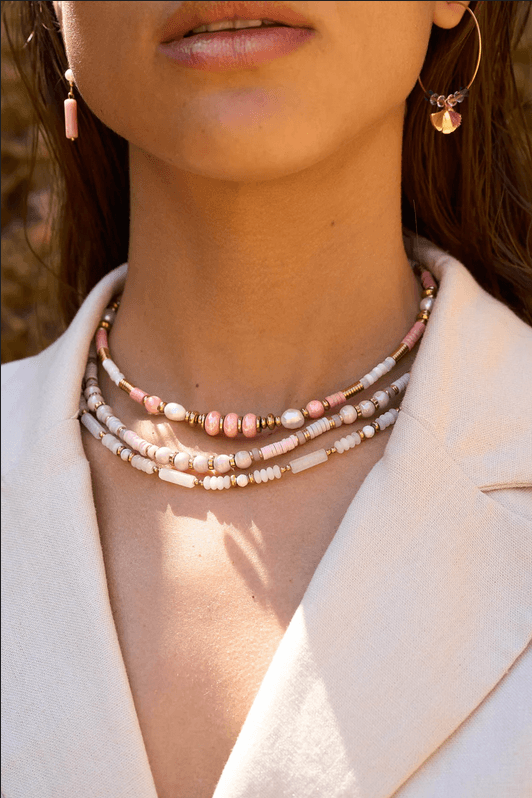 BOHM PARIS|Collier Ariadnaie - peach summer jewelry with freshwater pearls