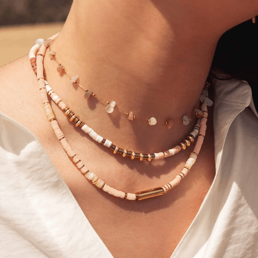 BOHM PARIS|Collier Killian Love -beige summer jewelry with shell beads