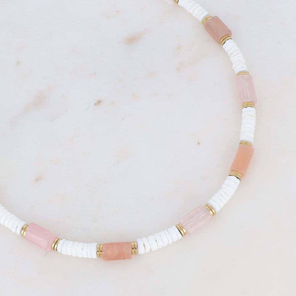 BOHM PARIS|Collier Nola -rose quartz summer jewelry with shell pearl