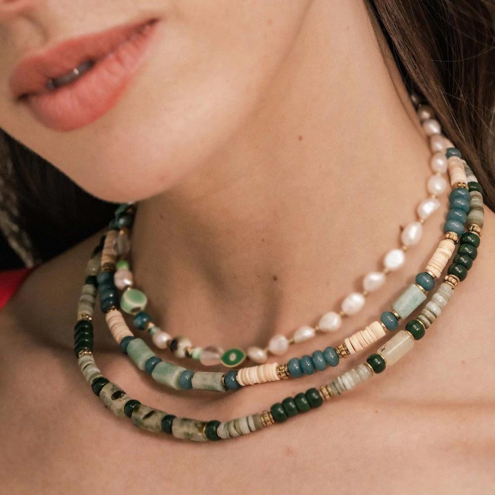 BOHM PARIS|Collier Taïssia - green natural stone summer necklace