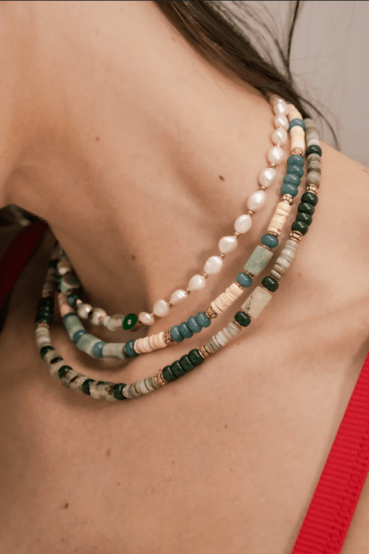 BOHM PARIS|Collier Taïssia - green natural stone summer necklace