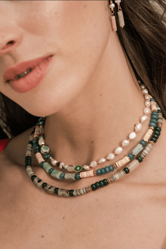 BOHM PARIS|Collier Taïssia - green natural stone summer necklace