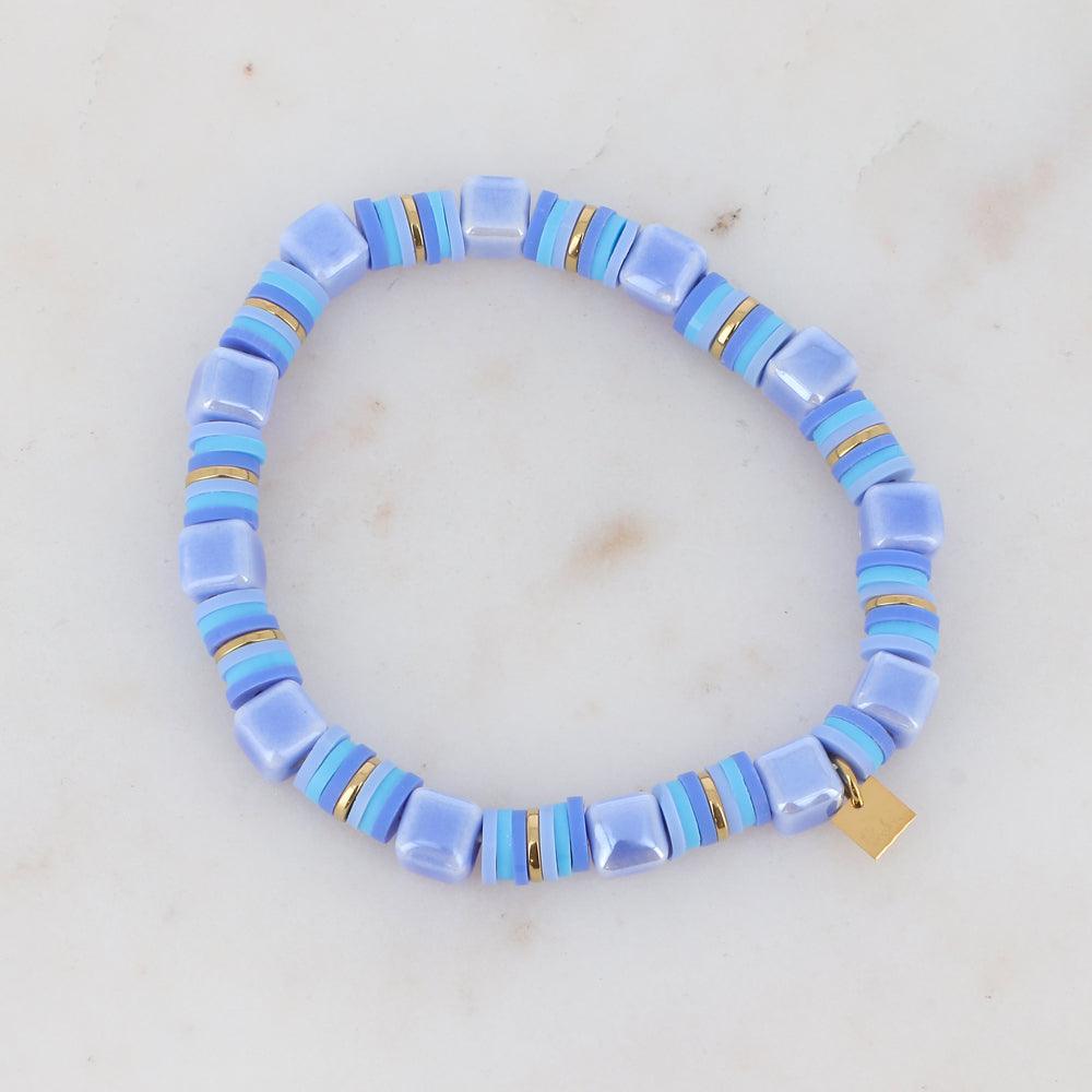 BOHM PARIS|Bracelet Aélis - blue-toned summer bracelet with ceramic beads