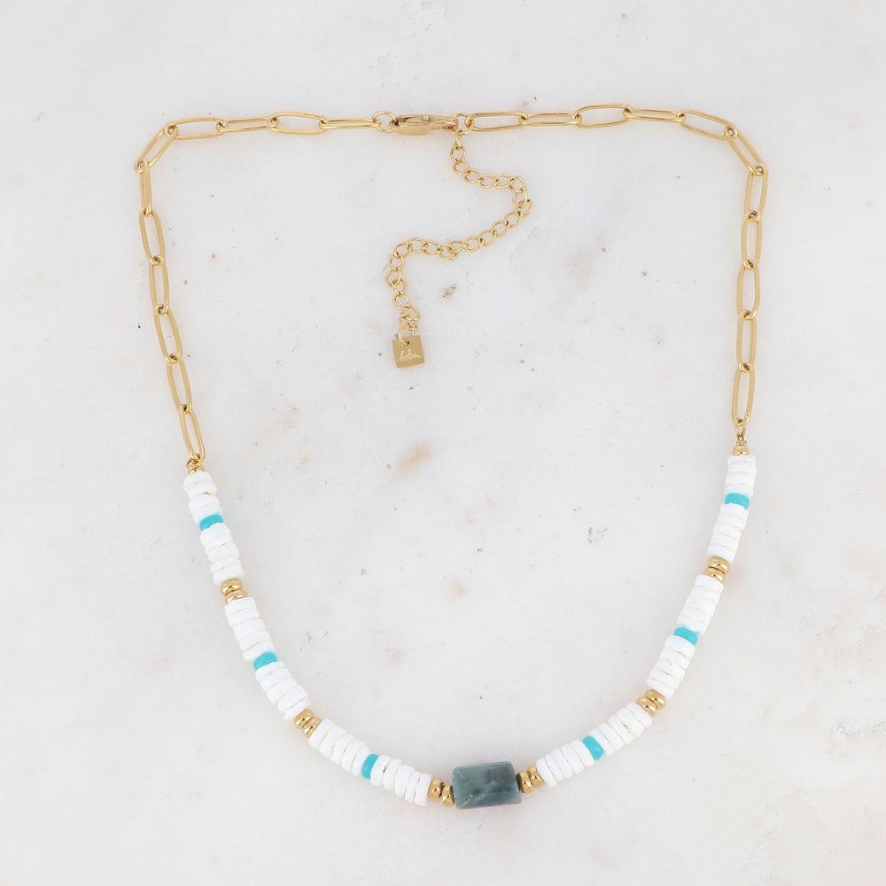 BOHM PARIS|Collier Aaliyah -apatite summer necklace with shell pearl