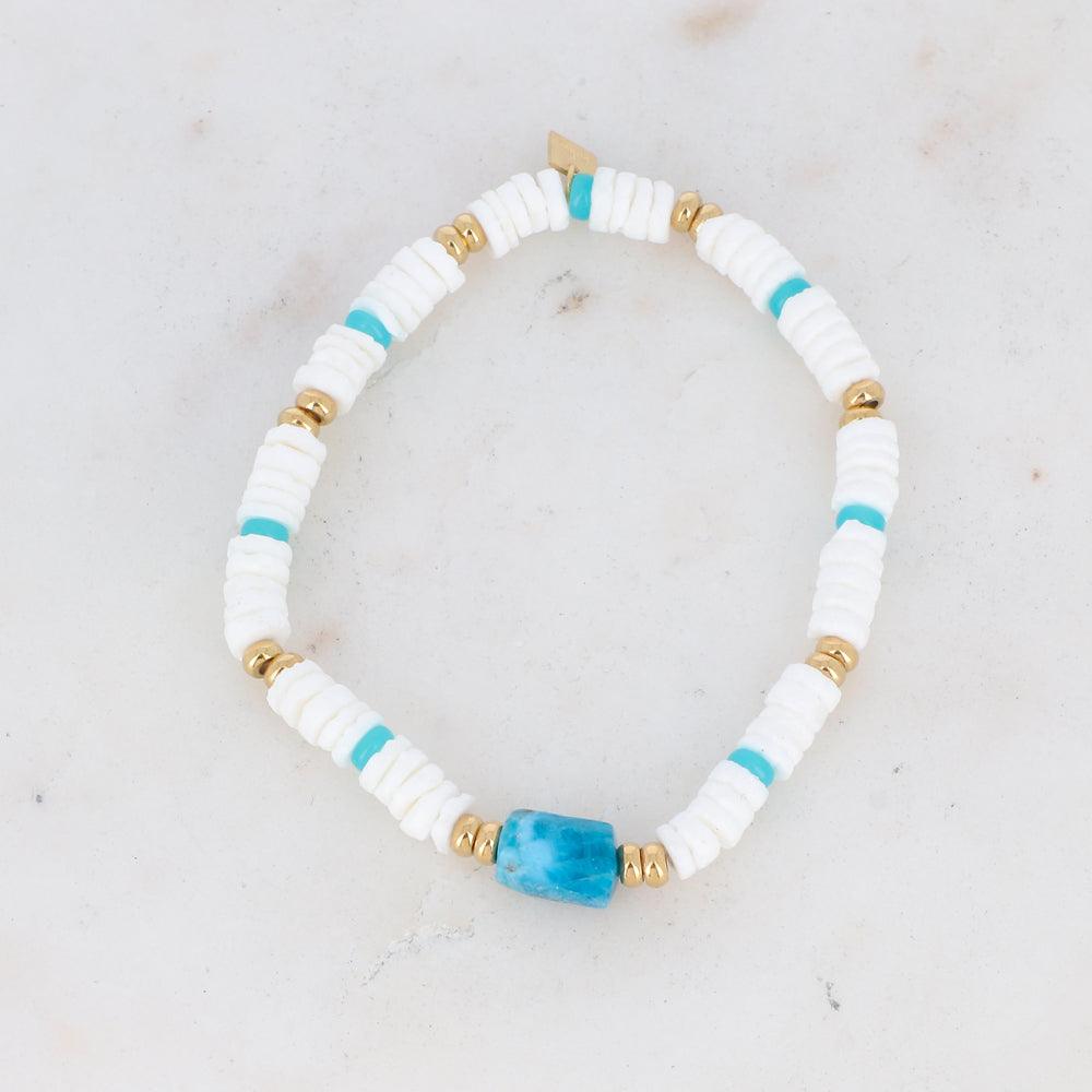 BOHM PARIS | Bracelet Aaliyah - apatite bracelet with shell beads