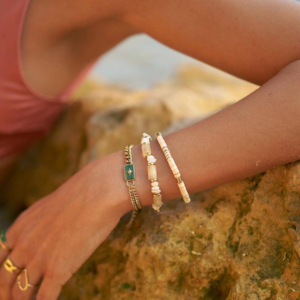 BOHM PARIS | Bracelet Ambérine -citrine bracelet with shell beads