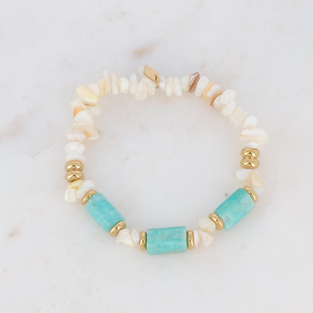 BOHM PARIS | Bracelet Ambérine - amazonite bracelet with shell beads