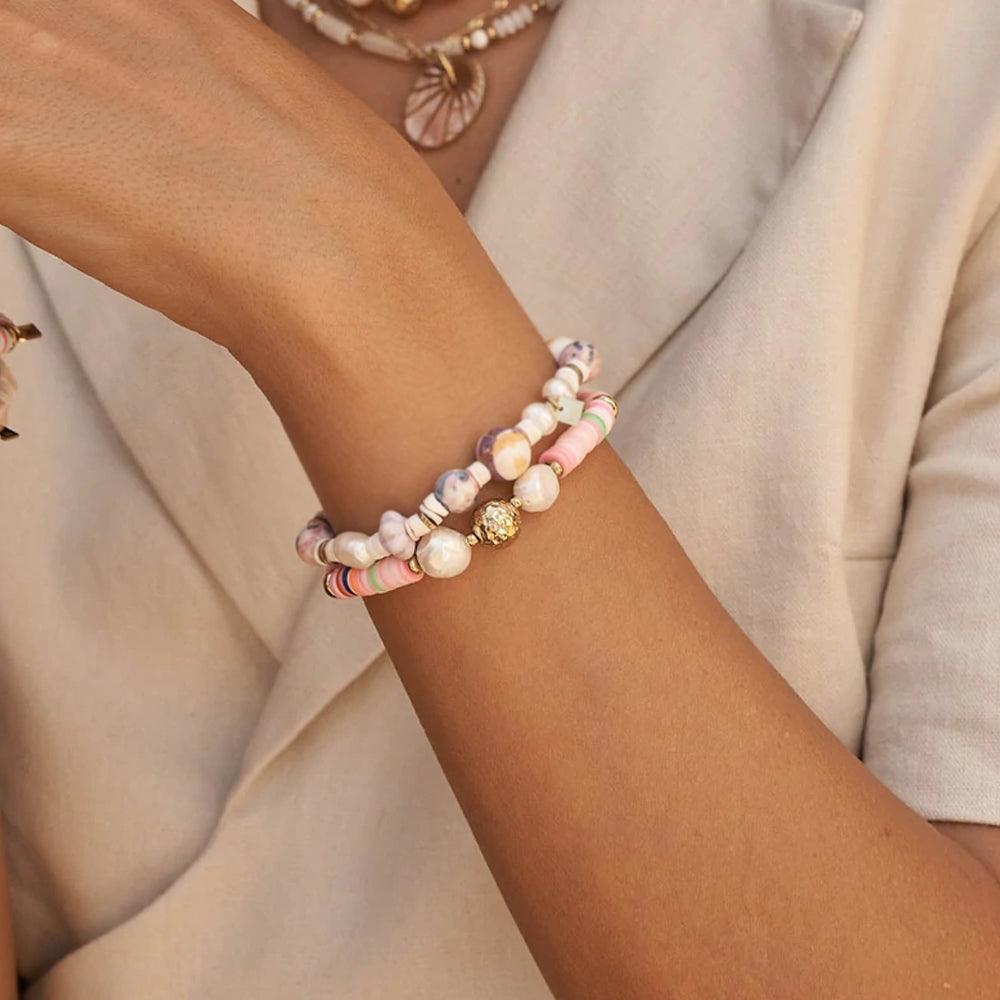 BOHM PARIS|Bracelet Evana -monivärinen kesäkoru makeanvedenhelmin