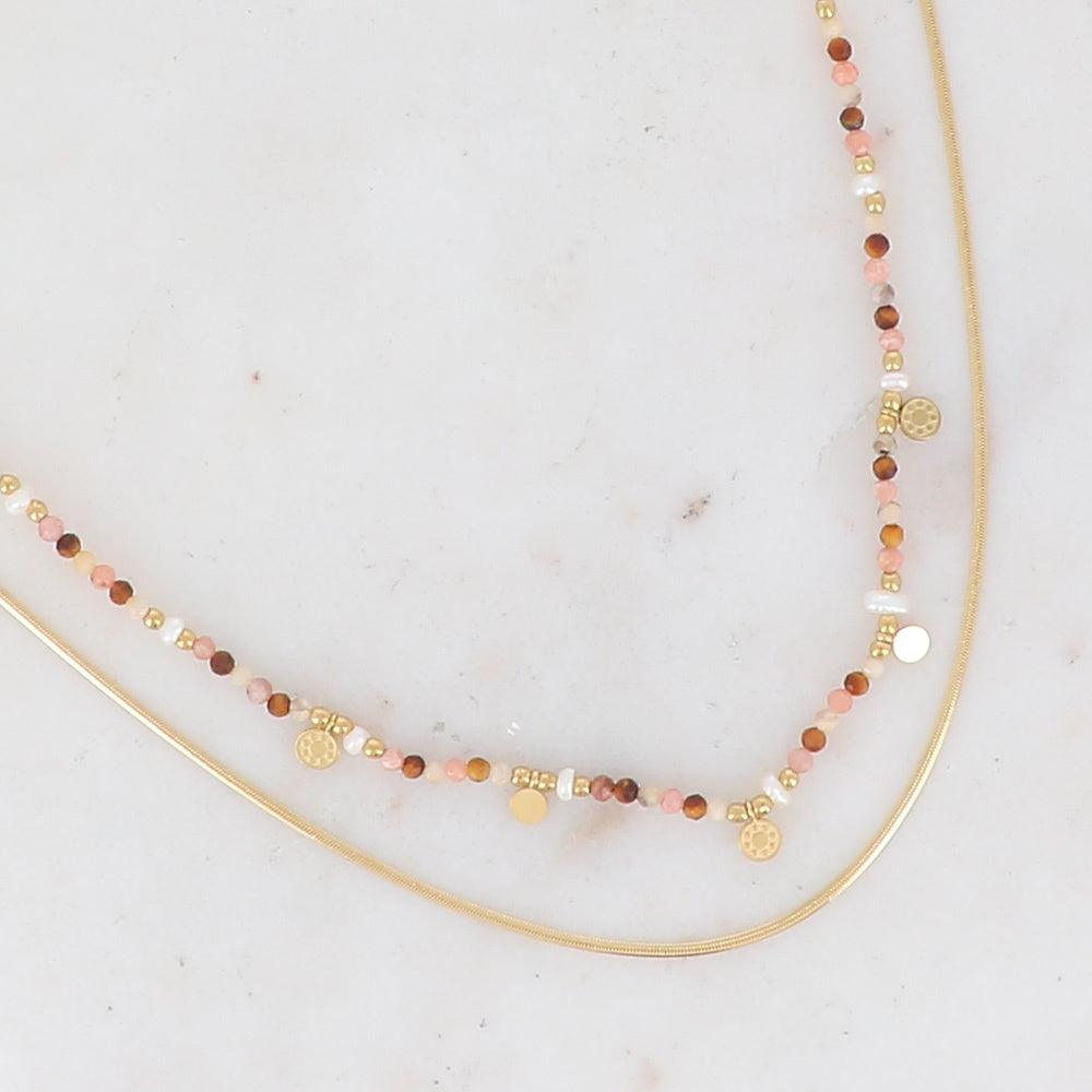 BOHM PARIS|Collier 2 Rangs -layered necklace with natural stone beads